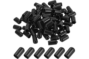 PATIKIL Tapones de Extremo de Vinilo de Goma de 8mm, Paquete de 50 Tapas Flexibles para Tornillos y Pernos Redondos para Proteger Roscas de Tubos Metálicos, Varillas y Pernos, Color Negro