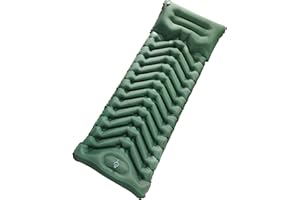 BLUEVER Materassino da Campeggio,Materassino Gonfiabile per Esterni, Materassino per Dormire con Zaino Singolo con Pompa a Pedale per Escursionismo, Tenda, Amaca, Viaggi in Auto (Green)