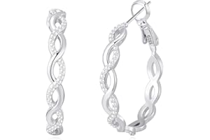 Senteria 925 Sterling Silver Earrings Hoops for Women Lightweight Twisted Hoop Earrings With Cubic Zirconia Hypoallergenic Hoops Earrings for Girls (20/30/40MM)