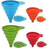 BREEZO Trichtersatz Faltbarer Trichter, 4er Pack Silikon-Trichter für Küche und Haushalt Wasserflaschen Öl Flüssigkeiten und 