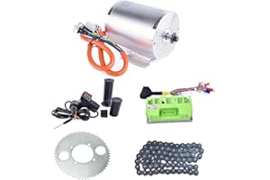 Kunray Electric Brushless Motor Kit 72V 3000W Motor with Temperature Sensor 6mm² Phase Wires, Electric Scooter Motor Max 6700RPM 80A Fardrive Controller for Go Kart Dirt Bike Razor Upgrade Kit
