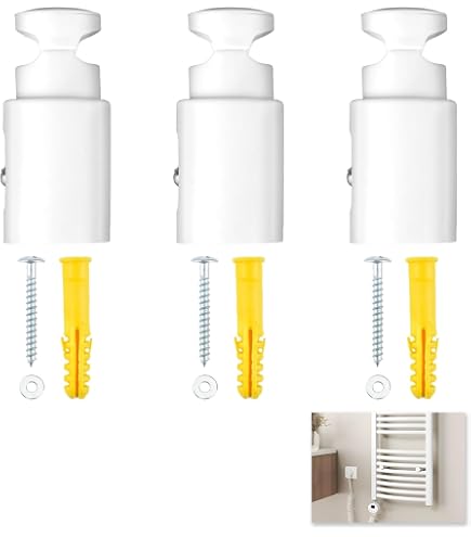 3 Supports Fixation Sèche-serviette Universels ABS - Pour Radiateurs Droits Et Courbes - Blanc