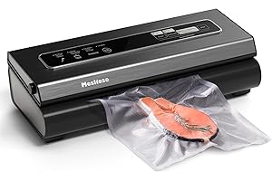 Mesliese Vacuum Sealer Machine 90Kpa 6-in-1 Compact Food Vacuum Sealing Preservation System with Cutter | 2 Bag Rolls | 5 Pre-cut Bags | Dry&Moist Modes | ETL Listed (Dark Gray)