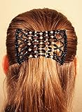 Mebella Women Magic Beads Hair Clips Stretchy EZ double comb Different hair styles - Black
