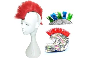 3T-SISTER Helmet Mohawk Wig Motorcycle Adhesive Mohawk Hair Patches Skinhead Costumes Wig Racing Helmet Hawks Motorcycle, Ski or Snowboard Helmets (Many Colors to Choose)