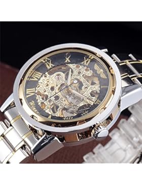 Winner Herren Luxus dezentes Business Mechanische Armbanduhr Edelstahl Trageriemen Skelett Hohl Zifferblatt übersichtliches...