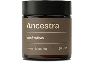 Ancestra - Beef Tallow Puro e Inoloro de 60 ml | Sebo de Res Natural, Crema Hidratante Corporal y Facial, Vacas 100% Alimentadas con Pasto, Grasa Rica en Vitaminas para Piel Seca