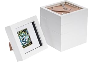 Nicola Spring 3D-Box Fotorahmen - 4 X 4 mit 2 X 2 Montierung - Weiß/Weiß - 5 Packung Von 5
