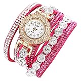 Lucky mall Damenmode Armbanduhr, Analog Quarz Damen Strass Uhr