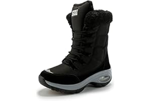 Hanani Snow Boots Womens Waterproof Warm Fur Lined Ankle Boots Winter Outdoor Lace Up Walking Boots Non-slip Air Cushion Boots for Women