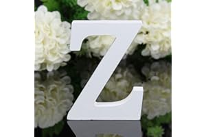 Freeas Décoratif Bois Lettres, 26 Alphabet Blanc Lettres en Bois pour Déco Nom des Enfants Fête d'anniversaire de Mariage Décoration de Maison et de Chambre à Coucher (Z)