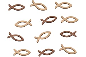 ‎FEPITO FEPITO 100 Holz Fisch Deko Fische Streudeko Tischdeko Verzierung für Taufe, Kommunion und Konfirmation - Klein 3,5cm - (2 Farben x 50 Stück)