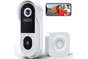 XTU Sonnette sans Fil avec Caméra, 2K HD Visiophone sans Fil Éxterieur Étanche avec Carillon 2.4 WiFi Détection de Mouvement PIR, Vision Nocturne, Audio Bidirectionnel, IP66 Étanche