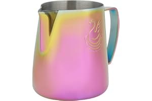 LIYEEHAO Jarra de espuma de leche de acero inoxidable Leche Café Capuchino Latte Art Barista Jarras de vapor Jarra de leche Taza Jarra de crema Jarra de espuma de metal(400 ml)