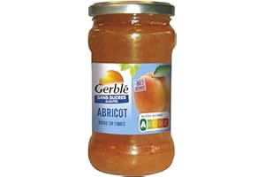Gerblé Confiture Abricot Sans Sucres Ajoutés – Confiture Gourmande au Maltitol, Sans Huile de Palme, Pot 320g, Idéale pour Tartines et Desserts