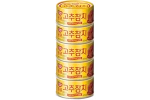 GASHINA STORY Dongwon Lot de 5 boîtes de thon avec sauce poivrée chaude 100 g – Thon coréen en conserve
