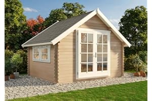 Alpholz Gartenhaus Ronja-28 aus Massiv-Holz | Gerätehaus mit 28 mm Wandstärke | Garten Holzhaus inklusive Montagematerial | Geräteschuppen Größe: 350 x 300 cm | Satteldach