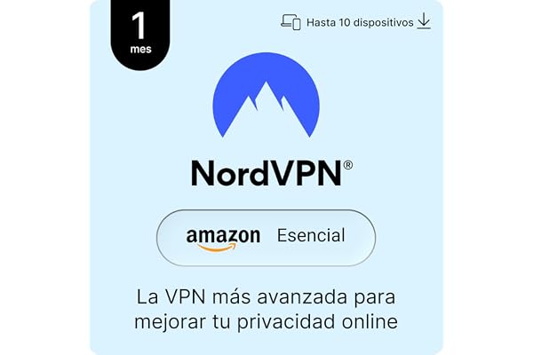 NordVPN Amazon Esencial, 10 Dispositivos, 1 Mes, VPN, Gestor de Contraseñas, Código Digital