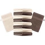 Betz Lot de 10 Gants de Toilette Taille 16x21 cm 100% Coton Premium Couleur Beige, Marron Noisette