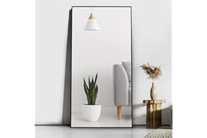 ‎CASSILANDO CASSILANDO 165x60cm Standspiegel, Boden großer Spiegel, stehender Spiegel, gegen Wand für Schlafzimmer, Verkleidung und an der Wand befestigter dünner Rahmen Spiegel, Schwarz