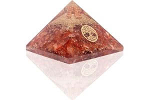 P&R:UK Carnelian Crystal Pyramid -Orgone Pyramid -Positive Energy and Balance Handmade orgonite Pyramid - Reiki Charged Tree of Life(Carnelian)