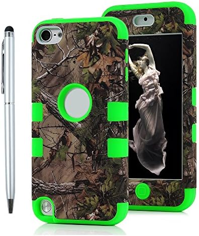 Touch 5 Case, STXMALL 3 in 1 Armour Case Heavy Duty Protection PC &amp; TPU Hybrid Cover Skin Saver Pattern Design with 1 Stylus Pen for iPod Touch 5 - Green