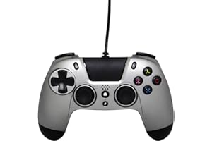 Gioteck - VX4 - Mando PS4 Wired, Controlador Cableado para la Playstation 4, 3,5 mm Puerto de Audio, Soporta vibraciones y movimientos, Compatible con PS4 y PC Titanium (Windows 8.1), gris