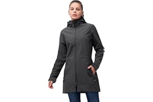 33,000ft Softshelljacke Damen Lange Übergangsjacke Wasserdicht Winddicht Softshellmantel Windbreaker Atmungsaktiv Wanderjacke Outdoor Mantel mit Abnehmbarer Kapuze