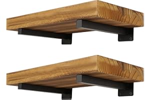 EZYDECOR Heavy Duty Shelf Brackets 4 Pack Iron Metal Wall Mounted Floating Shelf Bracket Farmhouse Furniture Decorations Hardware Included (8") Black