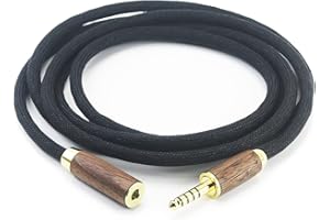 ABLET 4.4mm Balanced Male to 4.4mm Balanced Female Headphone Audio Adapter Cable male to Female Extension Cord 7N OCC Copper Single Crystal Silver Plated Wire Walnut Wood Shell 1.5m/4.9ft