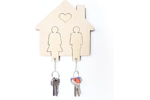 JR Maderas Llaveros Pareja de Madera - Colgador Llaves Pared de Madera - Regalos para Parejas Aniversario - Llaveros Casa Nueva Regalos Originales para Mujer y Hombre - Llavero de Pared para un Hogar.