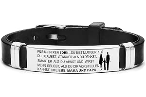 HAYOUWAY Personalisiertes Armband mit Gravur für Meine Tochter Sohn Damen Herren, Mutter Tochter Sohn Armband Inspirativ Verstellbar Silikon Edelstahl Armbänder Geschenke An Sohn Tochter von Mama Papa