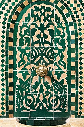 Marokkanischer orientalischer ORIGINAL Mosaik Gartenbrunnen Brunnen Mosaikbrunnen Zimmerbrunnen inklusive Pumpe Alba Grün, 85cm - 2