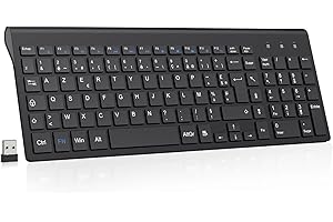 cimetech Clavier sans Fil, Clavier AZERTY Français avec Récepteur Nano USB 2.4GHz Ergonomique Compatible avec Windows/MacOS, Windows PC Laptop - Noir