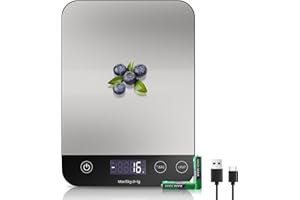 IZEYU [ Rechargeable & 15kg ] Balance de Cuisine Numérique, Balance Cuisine électronique USB C, Balance Alimentaire de Haute précision 1g / 0,1 OZ, Fonction dure Professionnelle, Batterie incluse