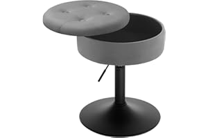 ‎WOLTU WOLTU Schminktisch Stuhl, Sitzhocker mit Stauraum, Hocker Höhenverstellbar aus Bequemem Samt, 360° drehbar, Für Schlafzimmer, Wohnzimmer, Esszimmer, Dunkelgrau, BH329dgr-1