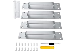 GZhaizhuan - 4 tiradores de puerta corredera, aleación de aluminio, para cocina, muebles, oficina, armario, con 16 tornillos y 1 destornillador (plata)