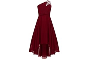 Aislor Enfant Fille Robe de Princesse Cocktail Une Épaule Strass Robes de Cérémonie Fete Carnaval Fille Robe de Demoiselle d'honneur Chic