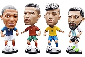 PIGMANA 4inch Football Star Ornament 2022, Argentina Messis Ronaldo Neymar Mbappe Action Figures, Mini Model Toy, Soccerstarz Doll Statue for Soccer Lovers Desk Car Decoration