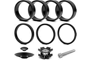 KALEXION Elevador de manillar de bicicleta Spacer, juego de dirección 1 1/8 – Juego de separadores de bicicleta de aluminio 2 mm/3 mm/5 mm/10 mm con tapa de dirección, garra ahead, espaciador de 1 1/8 pulgadas