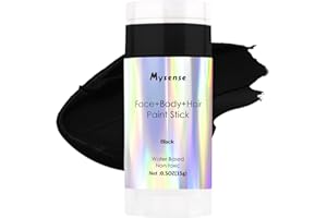 Mysense Black Face Body Hair Paint Stick,Water Based Washable Temporary Hair Paint,Non-toxic Cream Body Paint Stick for Adults and Chidren Halloween Skull Skeleton Zombie Cosplay Makeup,0.5oz(15g)