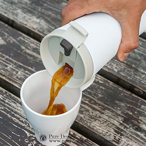 Isolierbecher Edelstahl mit Deckel to go 450 ml (0,45 Liter) Matt-weiß. Thermos Auslaufsicher Kaffee to go Becher – 100% Geld-zurück-GARANTIE - 7