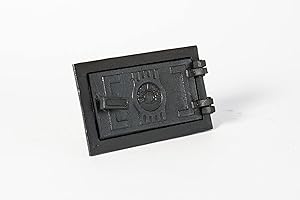 SEZAM Revisionstür für Öfen aus Gusseisen 10,5 x 3,5 x 17 cm, Kamintür - Klappe - Räumungstür, für Backöfen, Feueröfen & Kamine - schwarz bemalt