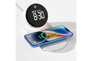 AUYLE Wecker Digital, Bluetooth Lautsprecher mit Nachttischlampe Touch Dimmbar und Wireless Charger 15W, White Noise Machine Baby, Geburtstagsgeschenk Frauen, männer und Kinder