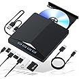 External CD/DVD Drive for Laptop - 7 in 1 USB 3.0 DVD Player for Laptop, CD ROM Disk Drive Portable CD/DVD Burner Compatible with Laptop, Desktop PC, Windows 11/10/8/7, Linux, Mac OS (Black)
