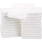 Amazon Basics - Asciugamano per il viso in cotone, confezione da 24, Bianco, 17.72 x 18.7 cm