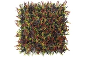 HYGRAD BUILT TO SURVIVE Artificial Green Topiary Boxwood Willow Screen Wall Hedge For Outdoors/Indoors Designs 50 x 50cm Patio 20"x20" Fence Hedge Panel, Decorative Privacy Screen Greenery Faux Plant Tree Wall (Red)