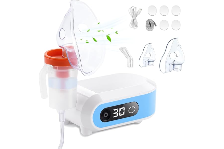 Wholede Silent Ultrasonic Aerosol – Compressor Nebulizer, Areosol for Children and Adults with Mouthpiece and Mask, Adjustable Atomization Speed, Timer Function