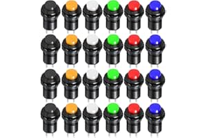 Gebildet 24pcs 12mm Momentané Bouton Poussoir SPST on/Off AC 250V/1.5A 125V/3A, Mini Rond Bouton, pour Trompette de Voiture, PC, Lampe de Table, Sonnette de Maison