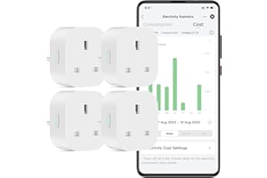 EIGHTREE Smart Plug that Work With Alexa & Google Home, Smart Plug with Energy Monitoring, Mini Smart Socket WiFi Plug, Remote Control, Timer & Schedule Function, 2.4Ghz Wi-Fi Timer Plug, 4 Pack